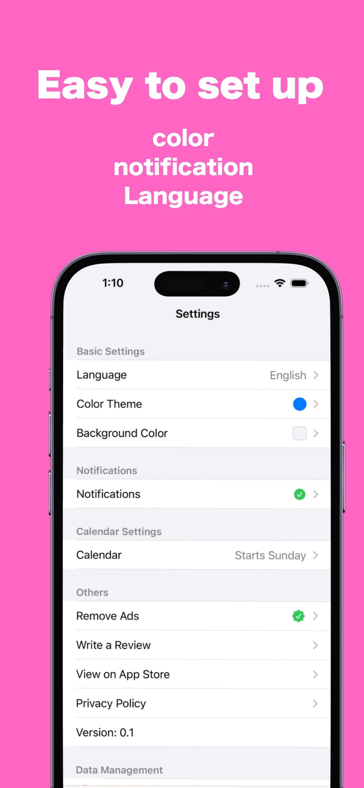 Color theme customization screen